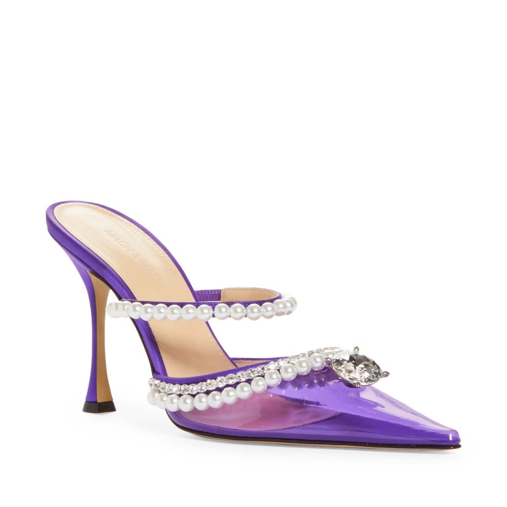 Mach & Mach Diamond of Elizabeth Imitation Pearl Pointed Toe Mule